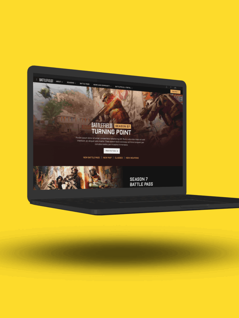 Mockup of Battlefield web design.