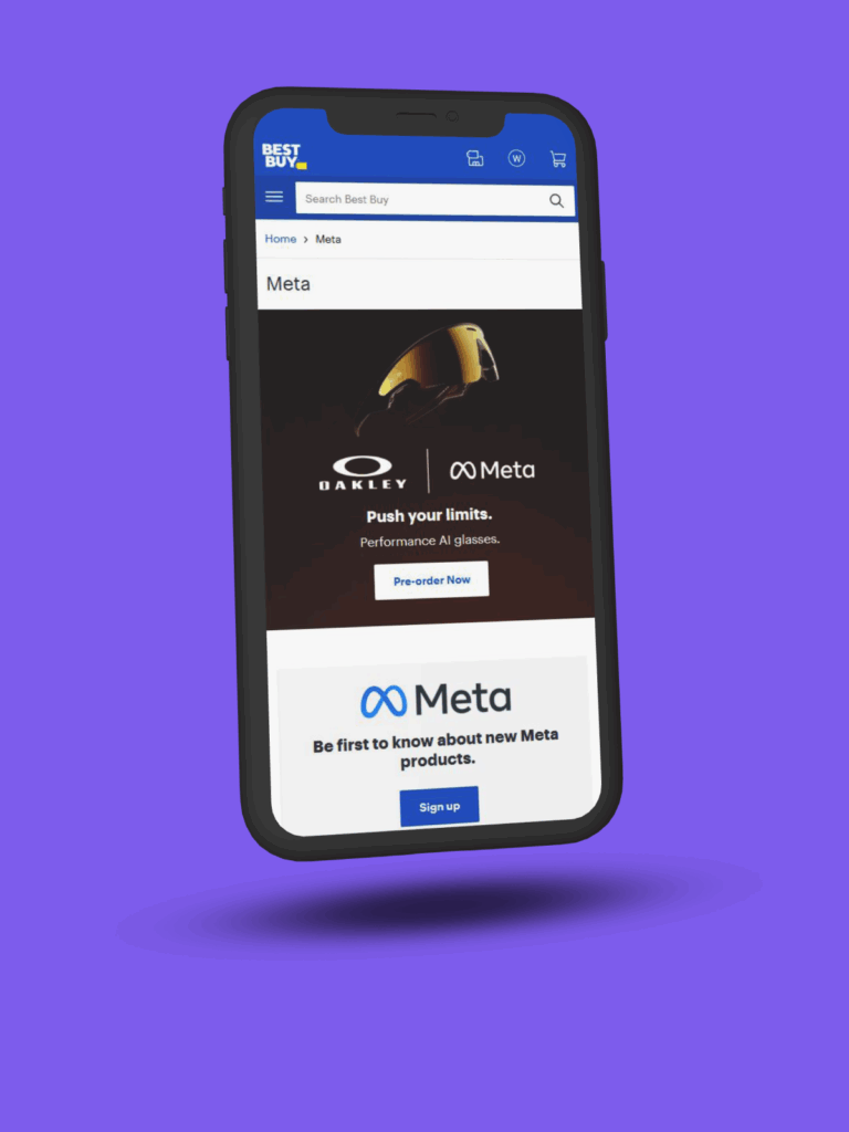 Mock up of Best Buy Meta page.