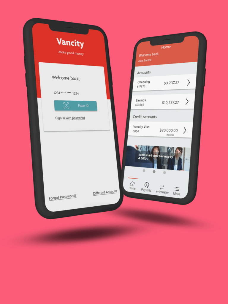 Mockup of Vancity app.
